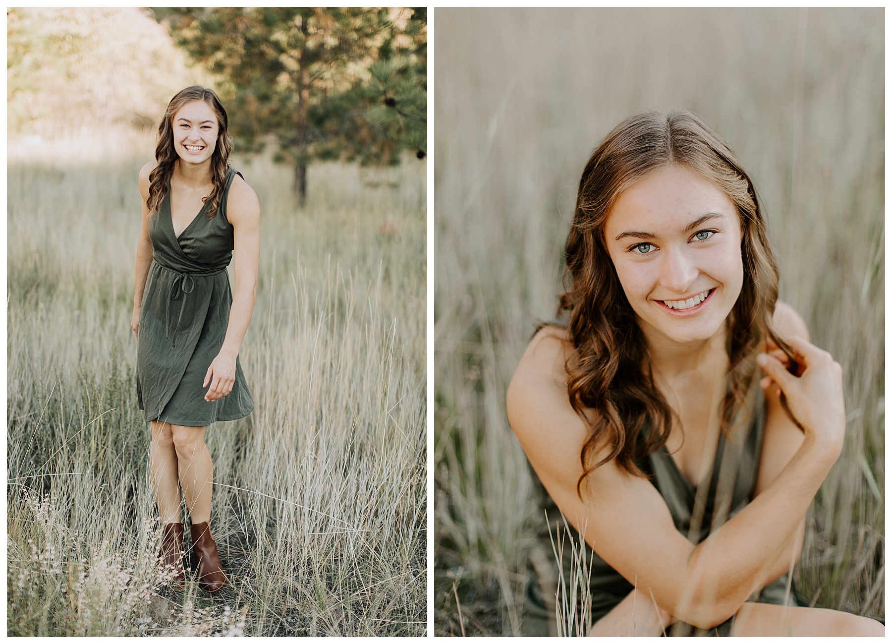 Senior Portraits in nature, green dress