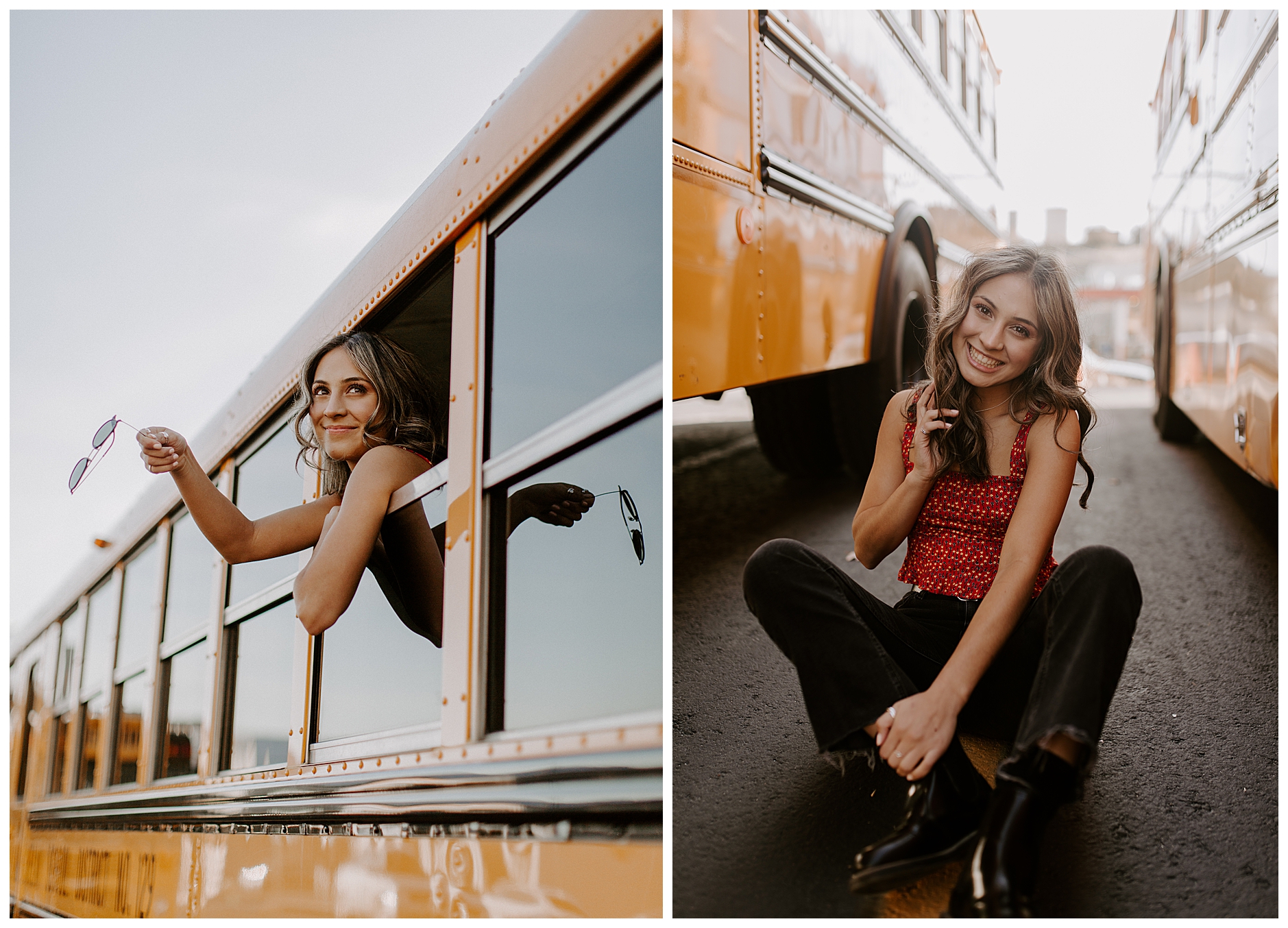 Senior Portrait by School Bus